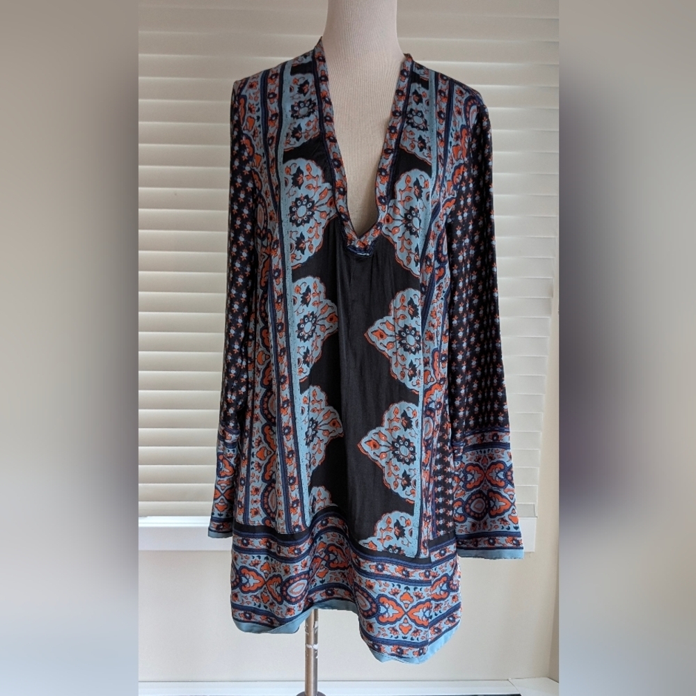 Free People Meadow Mod mini dress long sleeves size Large - Picture 6 of 15